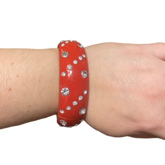 Red‎ Bangle with Rhinestones women OS - Picture 2 of 6